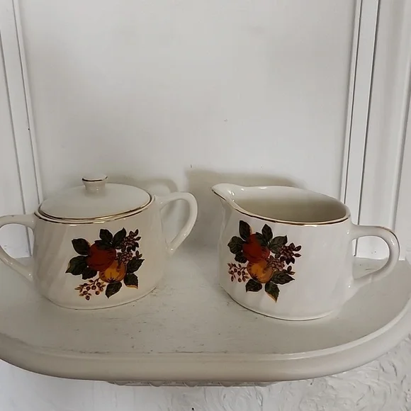 Enoch Wedgwood Tea Set, ENGLISH HARVEST Teapot Cream Sugar Bowl Set, England - Picture 3 of 7